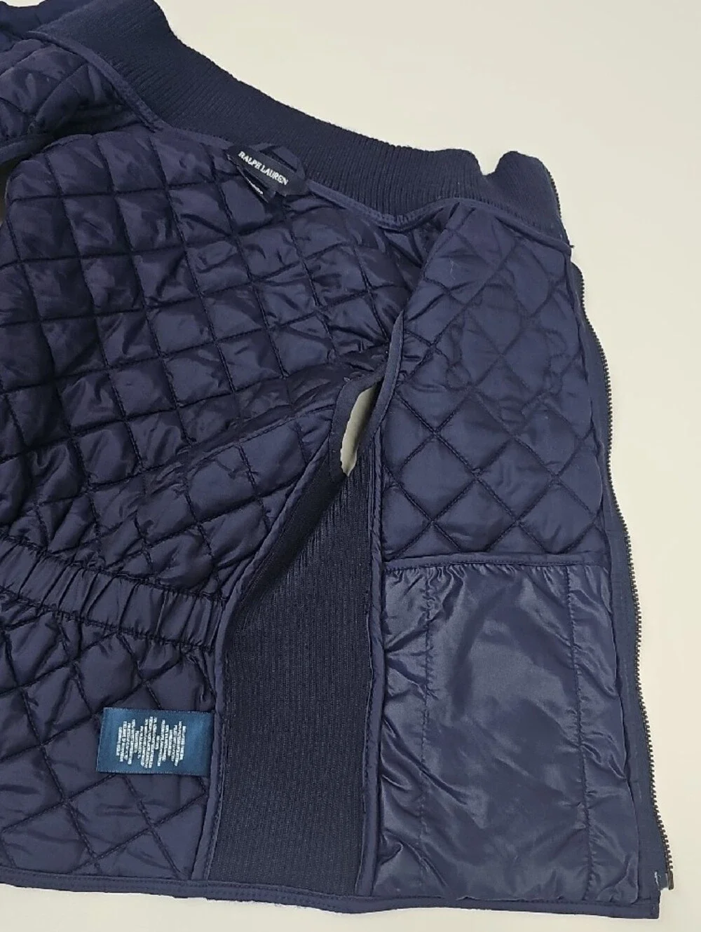 Ralph Lauren Quilted Navy Vest with Gold Crest Patch Size 8/10Y